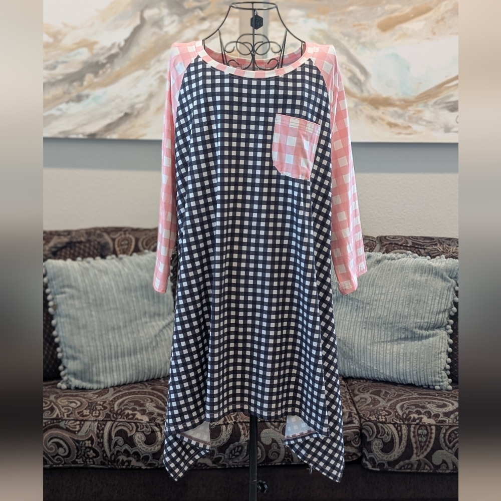 Nuggles Pink and Black Checkered Top